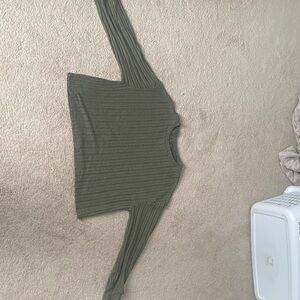 SHEIN Olive Ribbed Knit Top